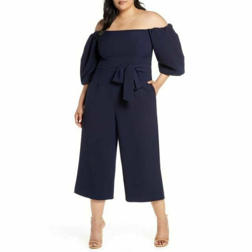 Chelsea28 Blue Puff Sleeve Off The Shoulder